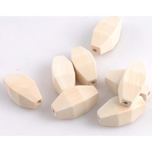 39x18mm 5pcs Natural Wooden Faceted Wooden Unfinished Geometric Spacer beads For Jewelry making Handmake DIY Accessory MT1445X