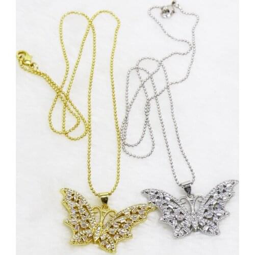 5 Pcs Zircon Full Zircon Butterfly Pendant necklace jewelry accessories Butterfly pendant Jewelry Necklace New design 51616