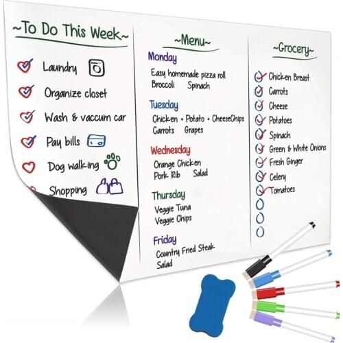 A3 Magnetic Dry Wipe Whiteboard for Refrigerator Sticker Fine Markers Eraser Fridge Magnet Organizer Board Reminder Board Sheet