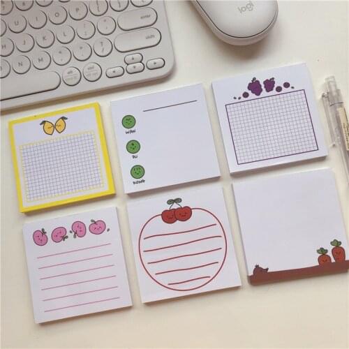 SIXONE 60 Sheets Ins Fruits Cute Lemon Cherry Memo Pad Message Paper Concise Kawaii Note Book Student Portable book Stationery