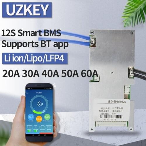 12S 36V lifepo4 bluetooth smart lipo Battery Protection Board 20A 30A 40A 50A 60A e-bike Charge Balance Li-ion Pack Cell BMS