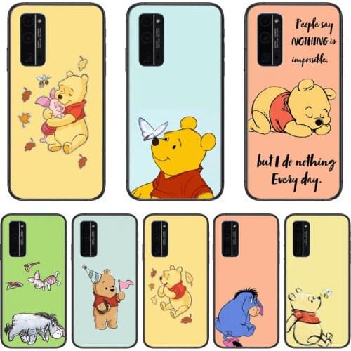 Phone Case Disney Winnie the Pooh Phone Case Hull For Huawei Honor 8 9 10 20 30 A S Lite Pro 5g i Black Back Soft Cell Cover
