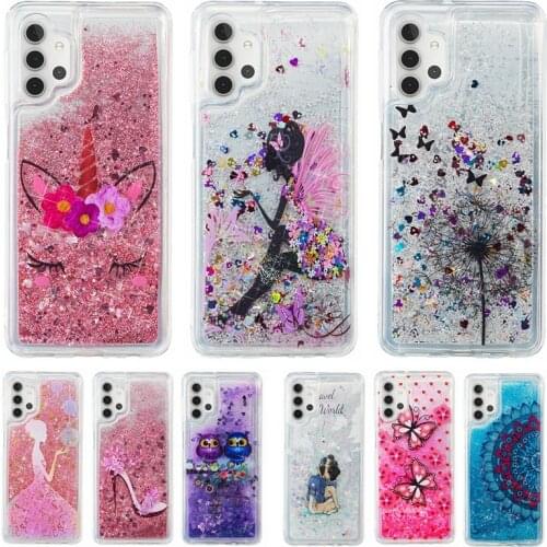For Etui Samsung Galaxy A32 5G Soft Case For Fundas Samsung A32 Case Galaxy A 32 A326B Cover Dynamic Liquid Glitter Phone Cases