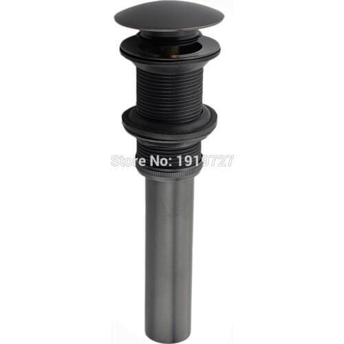 Black Round Style Lavatory Faucet Vessel Assembly Pop Up Stainless Steel Bathroom Sink Stopper Drain without Overflow hole