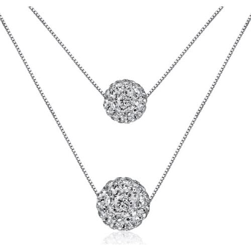 Double layer necklace zircon ball necklaces pendant fashion temperament necklace for Women gift