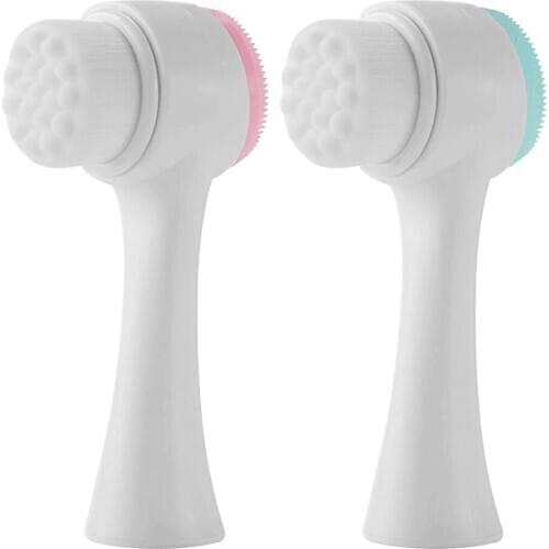 Double Side Silicone Facial Cleanser Brush Portable Size 3D Face Cleaning Vibration Massage Face Washing Product Skin Care Tool