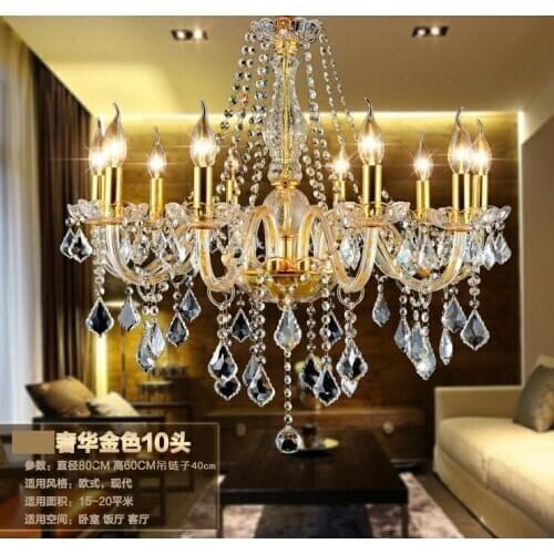 European luxury crystal lamp living room lamp silver 6 head 8 head restaurant ktv wedding chandelier barber shop hotel lamp