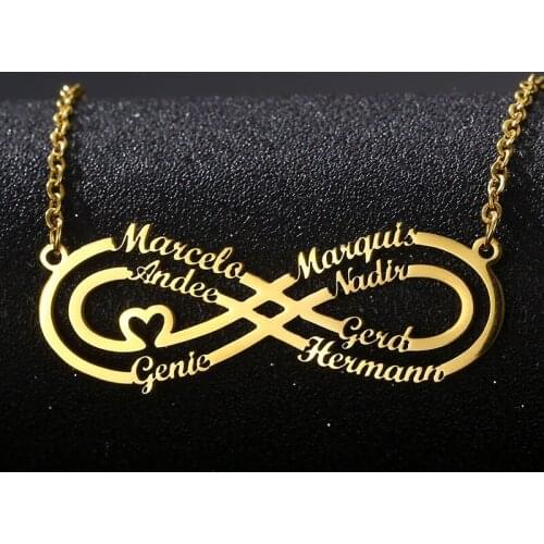 Customized Stainless Steel Infinity Name Necklaces for Women Personalized Custom Multiple Names Family Necklace Pendant Jewelry