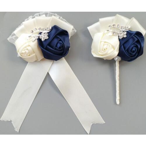 5Pieces/Lot Handmade Corsages Artificial Flower Wedding Groom Groomsmen Boutonniere OR Bride Bridesmaid Women Hand Wrist Flower