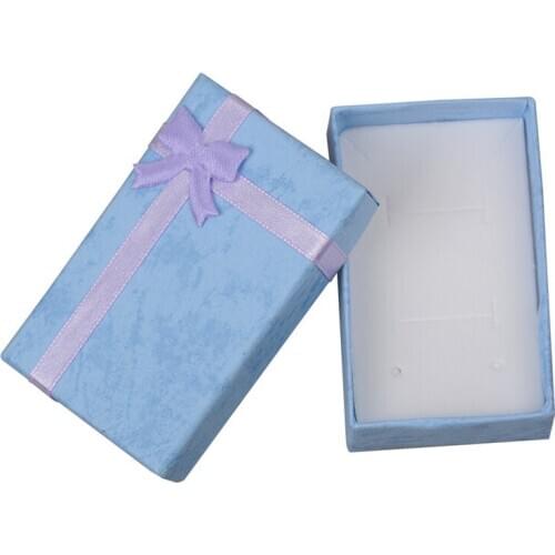 Jewelry Box Packaging Gifts Case Rings Earrings Necklace Set Package Boxes Color Bow Cardboard Package Accessories Wholesale