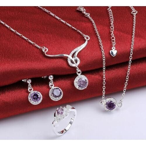 925 sterling silver jewelry set, fashion jewelry set A038-D Earring 451 Necklace 484 Ring 323-8 /imvareca ikiarbpa S784-C