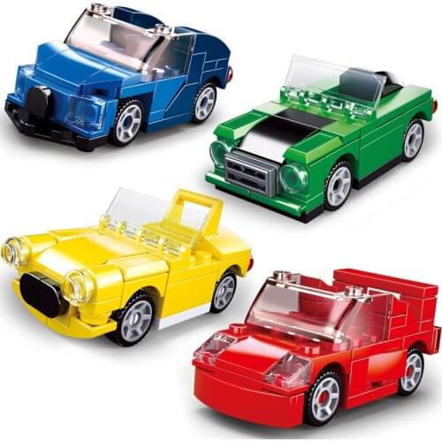 SLUBAN Super Sports City Mini Pull Back Car Creator Engineering Building Blocks Classic Toys Racing Bricks For Children Boy Gift