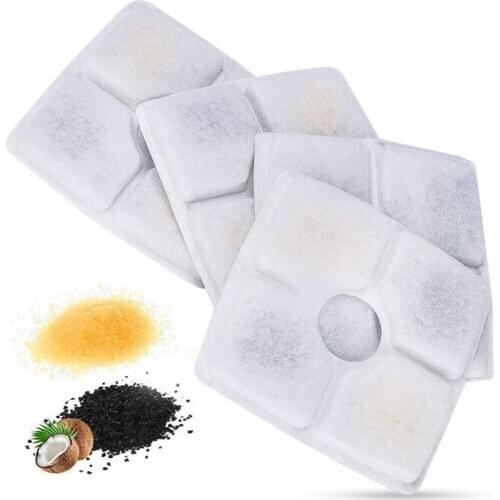 Square Filters for 2.5L Square Cat Water Drinking - Triple Action Water Softening Filter Replacement - 4 Pack