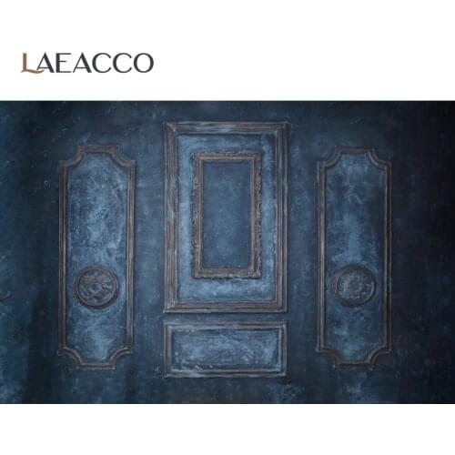 Laeacco Old Vintage Gradient Dark Blue Wood Door Home Decor Photographic Background Photography Backdrop Photo Studio Photocall