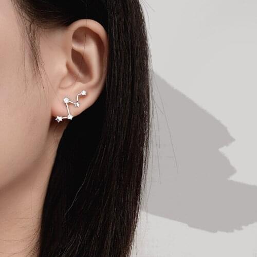 Luckydays New 1 Pair Dazzling Cute Star CZ Stud Earrings Stars Geometry Curve Earring For Women Wedding Fashion Jewelry Gift