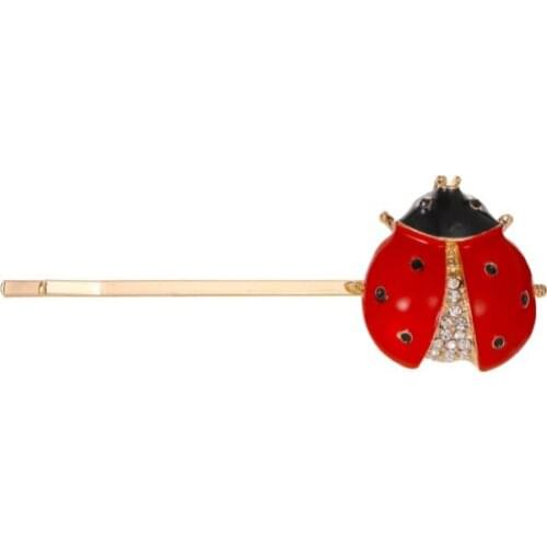 Cute Rhinestone Red Insect Ladybird Alloy Metal Bobby Pins Barrettes Hair Clips & Pins Headwear for Women