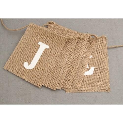 Just married wedding decor party supplies Linen flags banners flags for rooms
