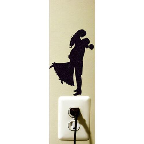 Bride Groom Art Switch Sticker Living room Bedroom Decorative Wall Stickers Vinyl Waterproof Murals JG1446