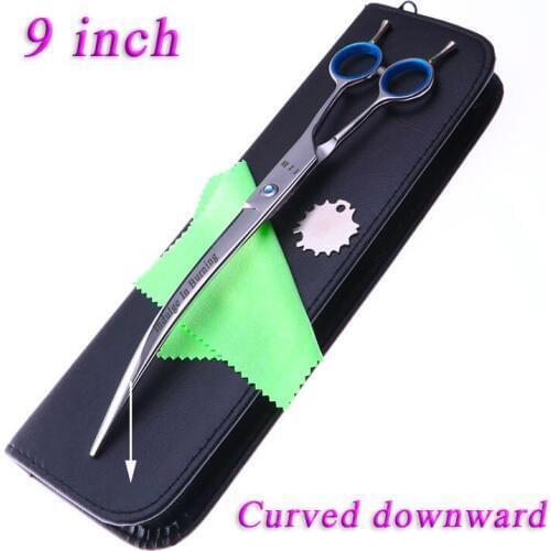 9 Inch Hair Scissors Professional Pet Grooming Scissors Salon Barber Hairdressing Curved downward Cutting Shears With Case