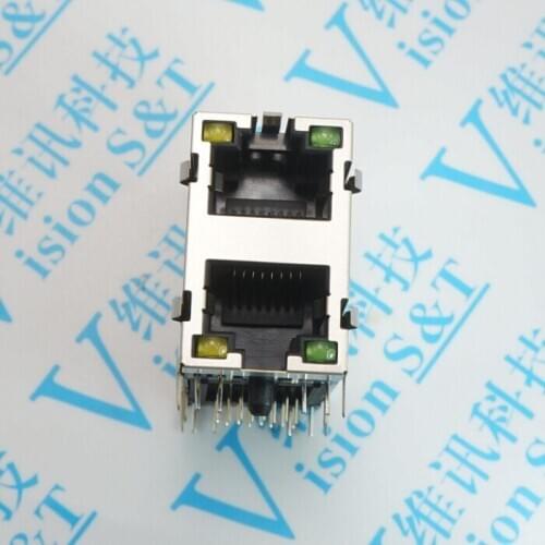 Network socket RJ 4521 Double-deck 90 Degree Bring LED Lamp Bring Shrapnel Bring Shield Network Interface Socket Insert Plate