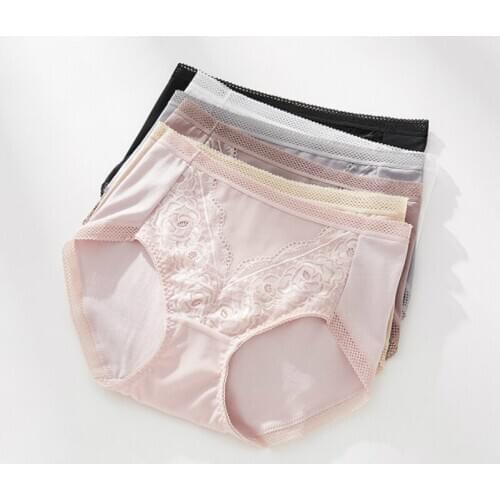 NEW 4pcs/lot Ladies High Waist Sexy Lace Panties Breathable Seamless Underwear For Women Cotton Bottom Intimates Plus Size XXXL