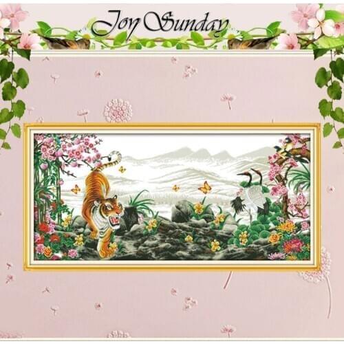 Tigers Howl with the Rise of Winds Counted Cross Stitch 11CT 14CT Cross Stitch animals Cross-stitch Kits Embroidery Needlework