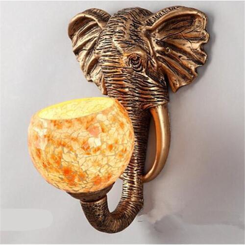 Wonderland China Southeast Asia Style Elephant Wall Lamp Luxury Lighting E27 Glass Lampshade Hot Sell For Home Top Fashion WL-2