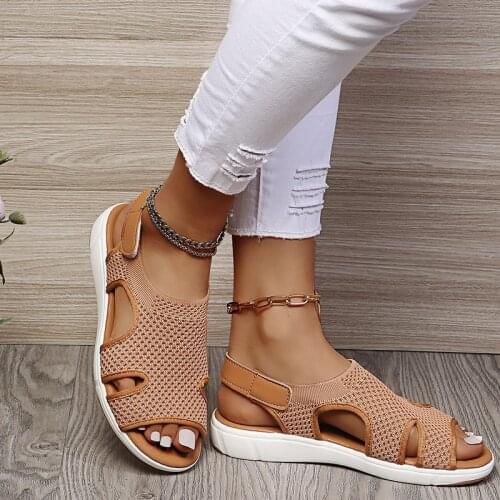 Women Sandals 2021 New Mesh Casual Ladies Wedge Shoes Solid Color Platform Slip-On Female Sandalias Soft Outdoor Thick Bottom