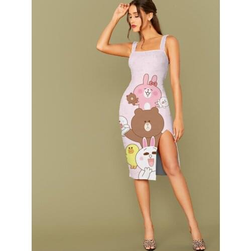 3D Dress Rabbit Dresses Women Animal 3d Print Lovely Halter Sleeveless Home Bodycon Dress Womens Clothing Club Vintage