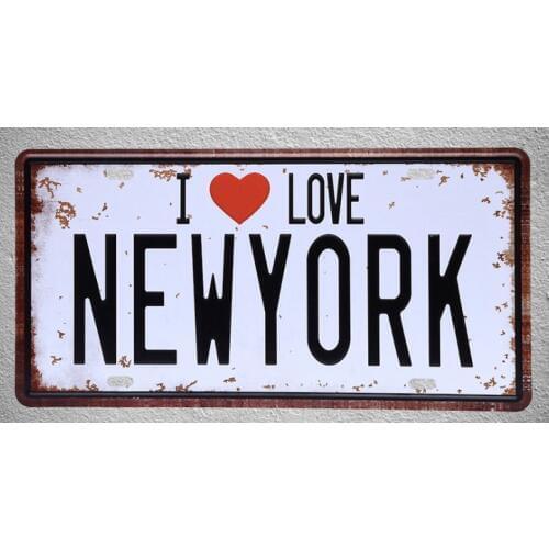 1 pc I love New York USA flag bar drink beer wine Tin Plates Signs wall man cave Decoration Metal Art Vintage Poster