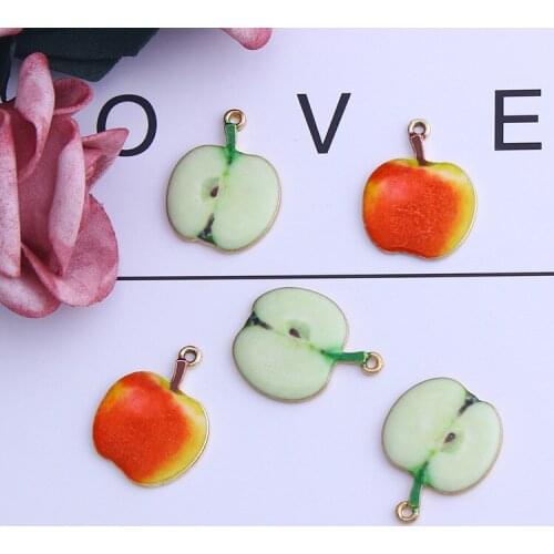Hot Sale 10pcs DIY fashion charms gift enamel apple alloy pendant making hair bracelet necklace clothing jewelry Accessories
