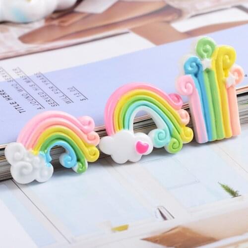 10Pcs Resin Kawaii Accessories Rainbow Flatback Cabochon Embellishment For Scrapbooking Diy Decoration Craft Mixed