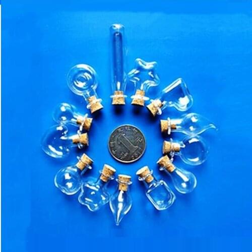 100pcs/lot 1-2 ml Mini Clear Glass Bottles With Cork Stopper Small Drifting Wishing Bottles DIY Pendants