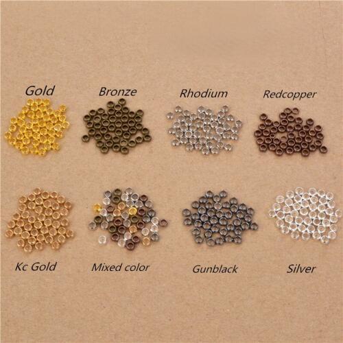 2/2.5/3/3.5/4mm 200pcs Rhodium Plated Round Metal Beads Crimp End Beads Spacer Beads For Jewelry Making DIY Jewelry Findings