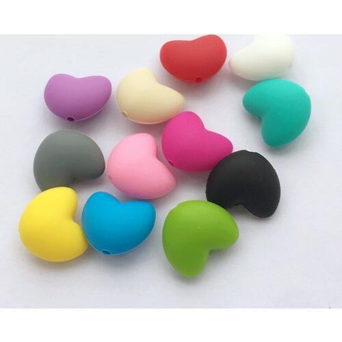 200pcs/lot BPA Free Loose Silicone Heart Beads Food Grade Teething Beads For DIY Silicone Baby Pacifier Teether Necklaces