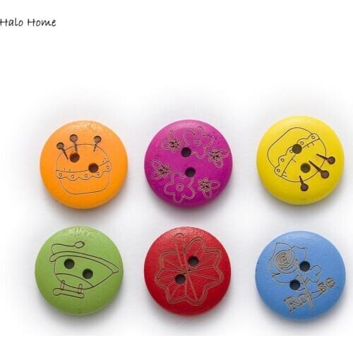 30pcs Multicolor Mixed Wood Buttons for Sewing Scrapbooking Clothing Headwear Handmade Crafts Home Decor Accessories DIY 20mm