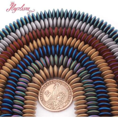 3x10mm Frost Rondelle Disc Beads Hematite (No Magnetic )Natural Stone Spacer Beads For DIY Necklace Bracelet Jewelry Making 15"