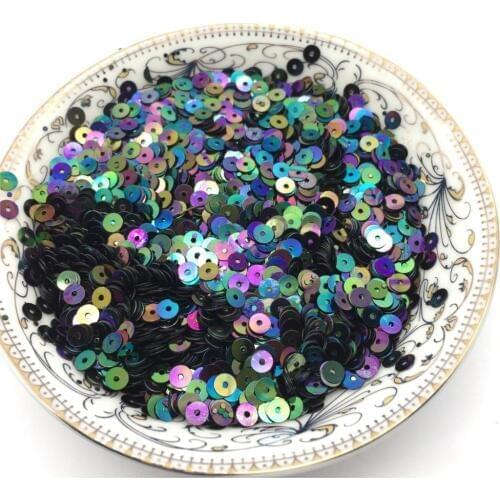 40g 4mm Brilliant Color Sequins Flat Round Paillette DIY Accessories High Quality Black AB Confetti Spangles