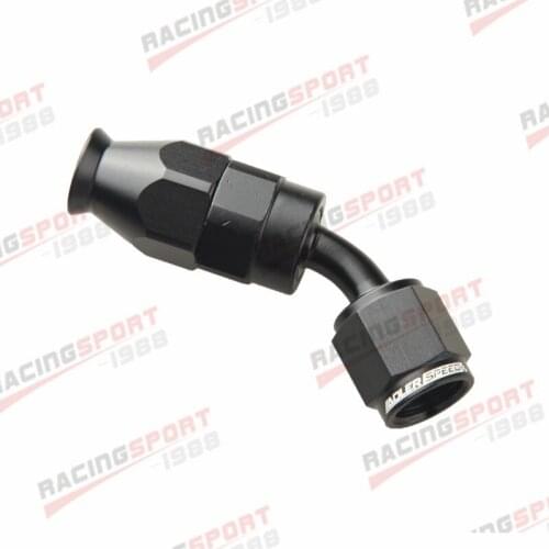 45 Degree AN6 6AN Aluminum Swivel Reusable P-TFE Hose End Fitting Adapter Black