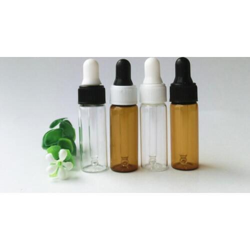 5ML Mini Amber Glass Essential Oil Dropper Bottles Refillable 4 Colors LX5683