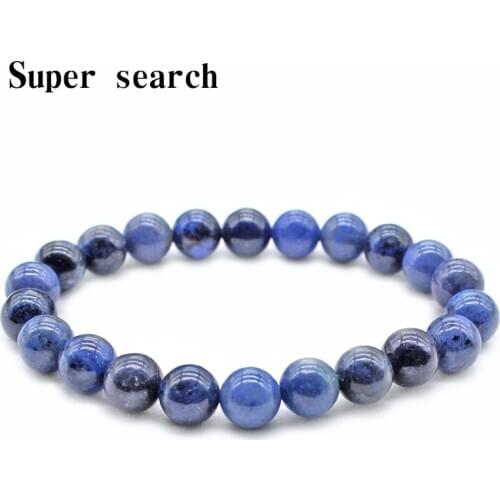 Natural Stone Bracelets for Women Men Dark Blue black Dot Beads Stretch Healing Buddhist Prayer Bangles Stylish simplicity