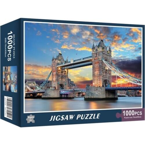 Paper Jigsaw Puzzles 1000Pcs/set London Bridge Landscape Puzzles Educational Toys for Kids Adults