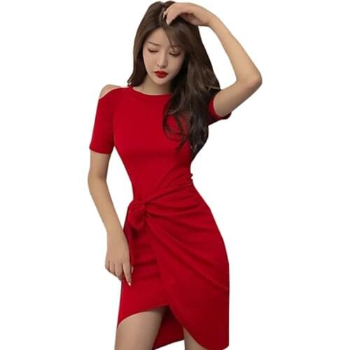 C2455 Summer 2020 new women fashion sexy temperament retro slim short section pure color dress cheap wholesale