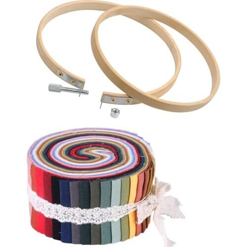 Dailylike Jelly Roll Fabric Quilting Strips Patchwork Cotton Quilting Fabric with Different Patterns + Embroidery Hoop