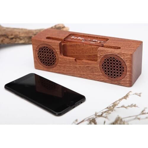 Retro Bluetooth Speaker Wooden Wireless Bluetooth Speaker Radio Card Holder Speaker Subwoofer