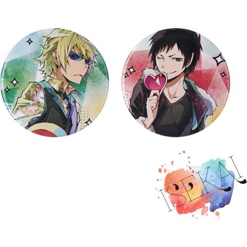 DuRaRaRa!! Anime Badge Game DRRR Orihara Izaya Heiwajima Shizuo Metal Badge Brooch Pins