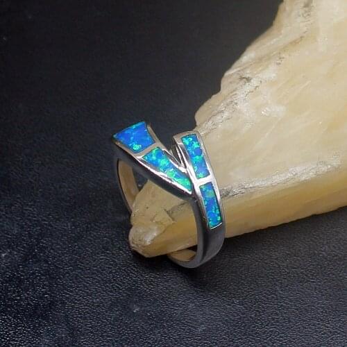 Gemstonefactory Jewelry Big Promotion Single Unique 925 Silver Mystical Blue Fire Opal Women Men Gifts Rings 7# 20213085