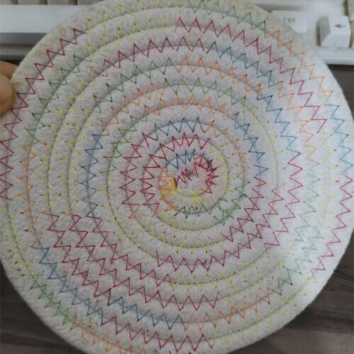 Cotton cloth Rainbow Pan Mat Dining Table Mat Heat Insulation Pot Holder Round Coasters Coffee Drink Tea Cup Table Placemats Mug