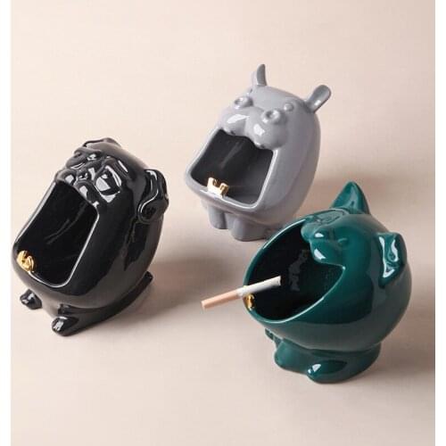 Ceramic Creative Animal Ashtray Big Mouth Dog Home Decoration Multifunctional Keys Watch Storage Ornaments Gift for Man/Lady