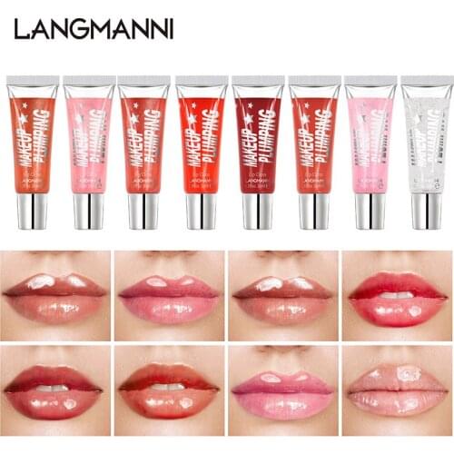 Langmanni Clear Liquid Lipgloss Moisturizing Nourishing Plumping Lip Gloss Transparent Waterproof Long Lasting Lip Balm TSLM2